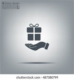 gift on hand web icon. vector design