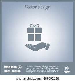 gift on hand web icon. vector design