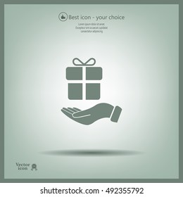 gift on hand web icon. vector design