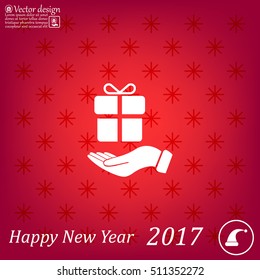 gift on hand web icon. vector design