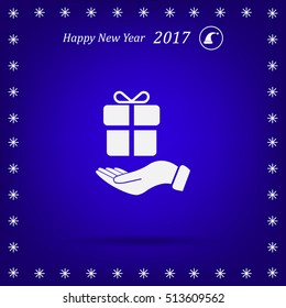 gift on hand web icon. vector design