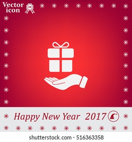 gift on hand web icon. vector design