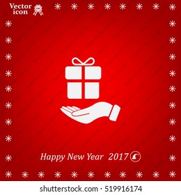gift on hand web icon. vector design