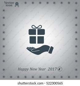 gift on hand web icon. vector design
