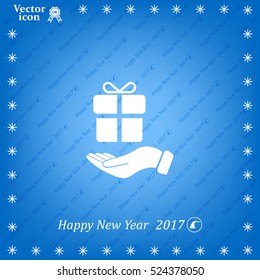 gift on hand web icon. vector design