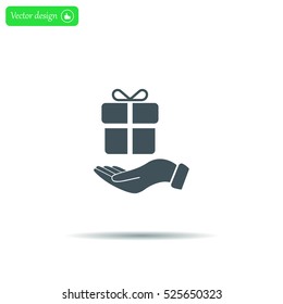 gift on hand web icon. vector design