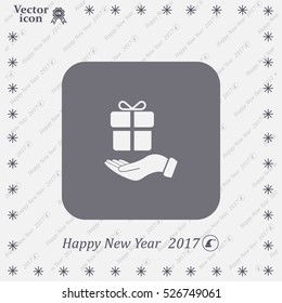 gift on hand web icon. vector design