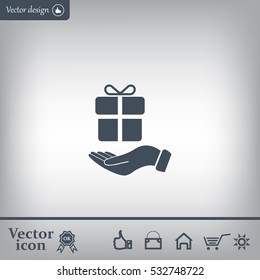gift on hand web icon. vector design