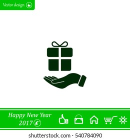 gift on hand web icon. vector design
