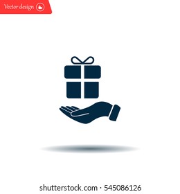gift on hand web icon. vector design