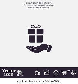 gift on hand web icon. vector design