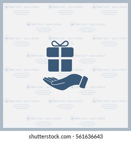 gift on hand web icon. vector design