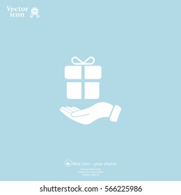 gift on hand web icon. vector design