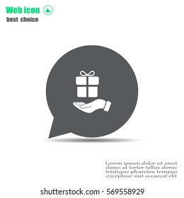 gift on hand web icon. vector design