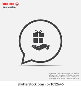 gift on hand web icon. vector design