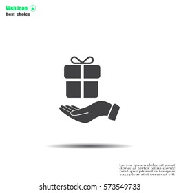 gift on hand web icon. vector design