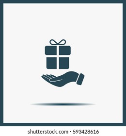 gift on hand web icon. vector design