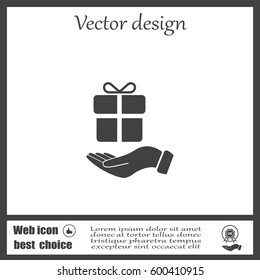 gift on hand web icon. vector design