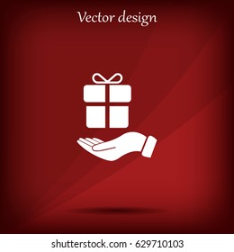 gift on hand web icon. vector design