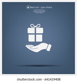 gift on hand web icon. vector design
