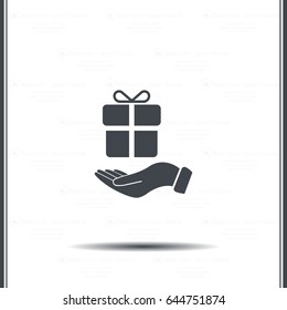 gift on hand web icon. vector design