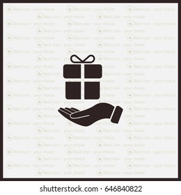 gift on hand web icon. vector design