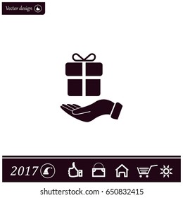 gift on hand web icon. vector design