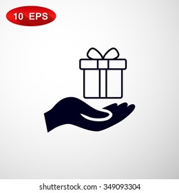 gift on his hand web icon. vector design