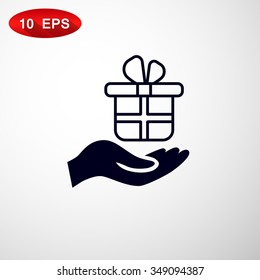 gift on his hand web icon. vector design