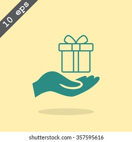 gift on his hand web icon. vector design