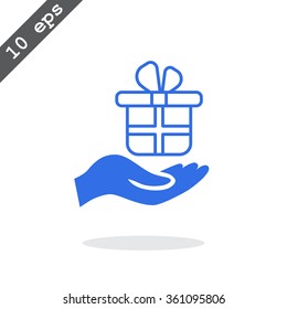gift on his hand web icon. vector design