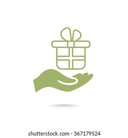 gift on his hand web icon. vector design