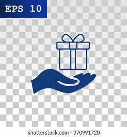gift on his hand web icon. vector design