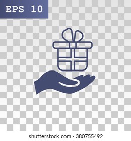 gift on his hand web icon. vector design