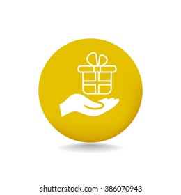 gift on his hand web icon. vector design