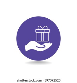 gift on his hand web icon. vector design
