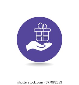 gift on his hand web icon. vector design