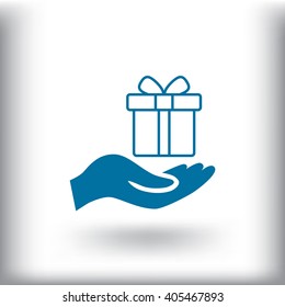 gift on his hand web icon. vector design
