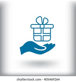 gift on his hand web icon. vector design