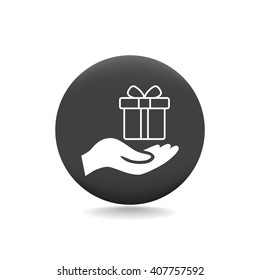 gift on his hand web icon. vector design
