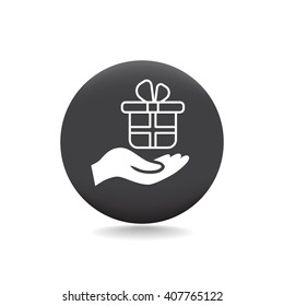 gift on his hand web icon. vector design
