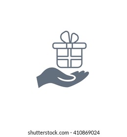 gift on his hand web icon. vector design