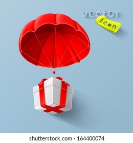 Gift on parachute icon