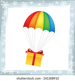 Gift on parachute icon