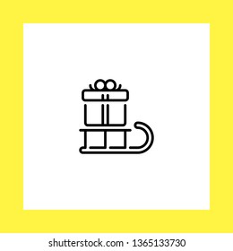 gift on the sled vector icon. flat design