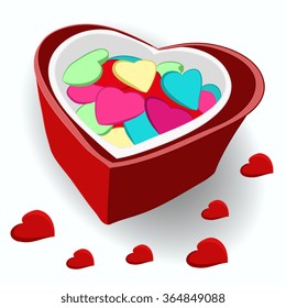 Gift on Valentine's Day. A box of sweets. Box with hearts.Birthday gift. Gift for a holiday