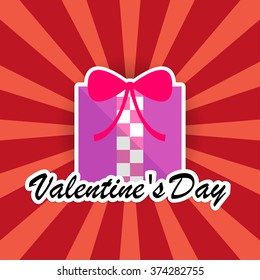 Gift on Valentine's Day on a bright background