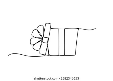A gift on a white background. Line art. Vector illustration.