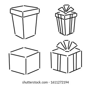 Gift on a white background. Sketch of gift wrapping. Vector illustration.