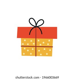 Gift on white background, vector illustration isolated. Simple style.